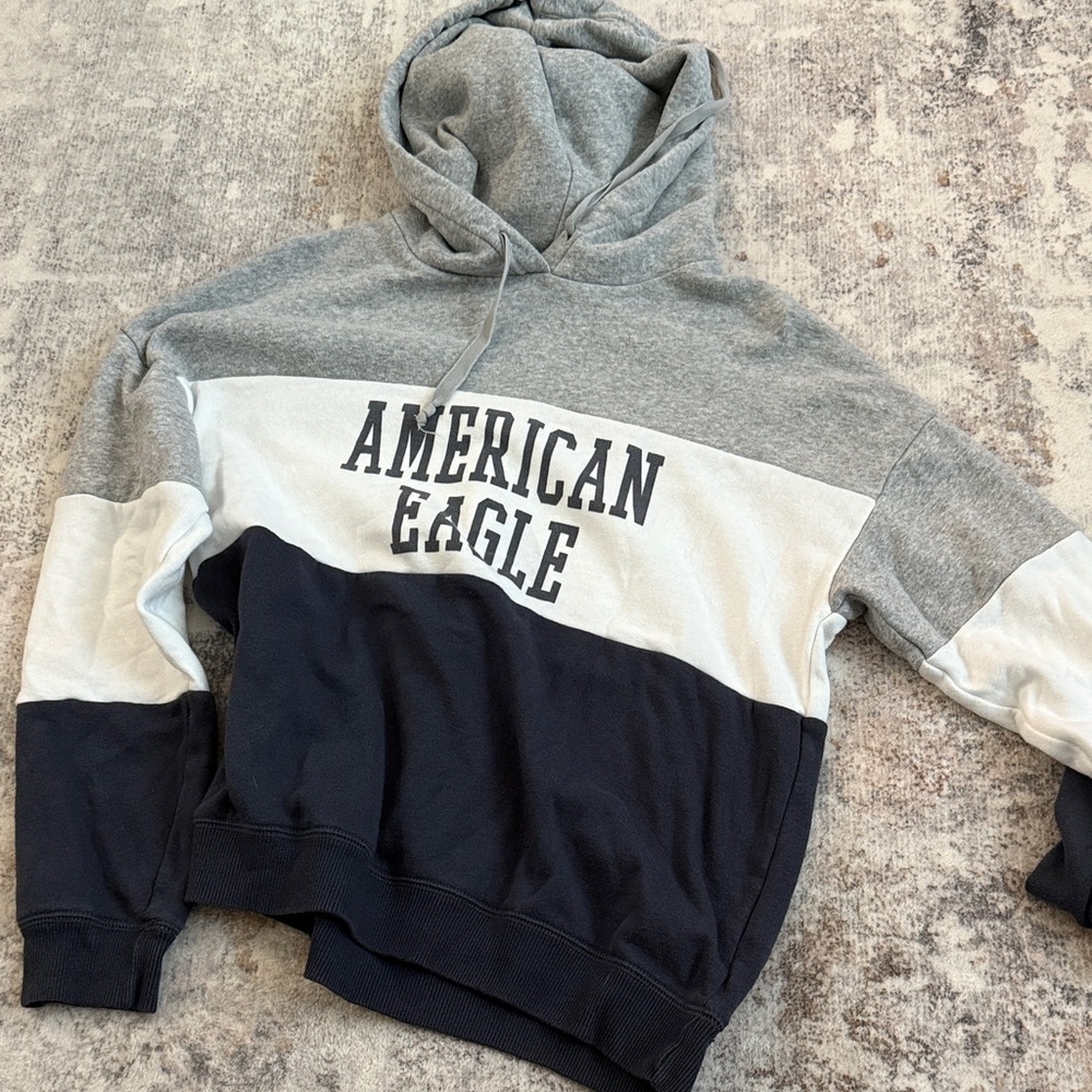 American Eagle Outfitters Gray, White, and Black Hoodie